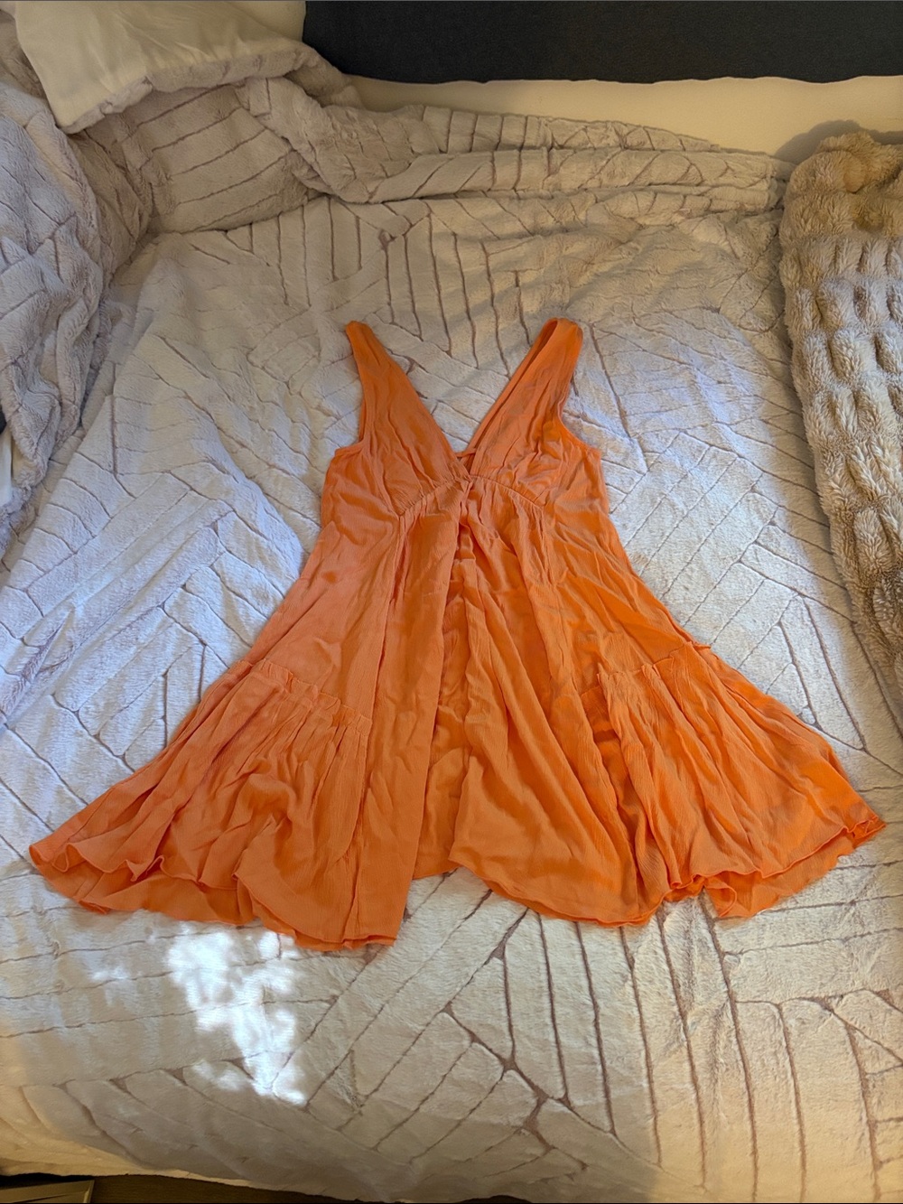 Millibon Orange Mini Dress with Deep V